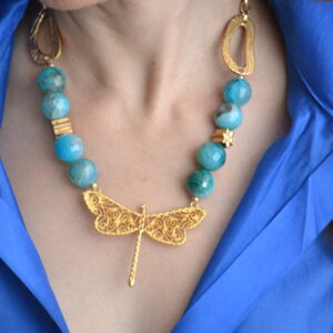 Cadena Ágata Facetada & Libelula