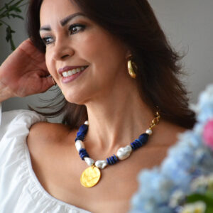 Collar Lapislázuli & Perla Jumbo