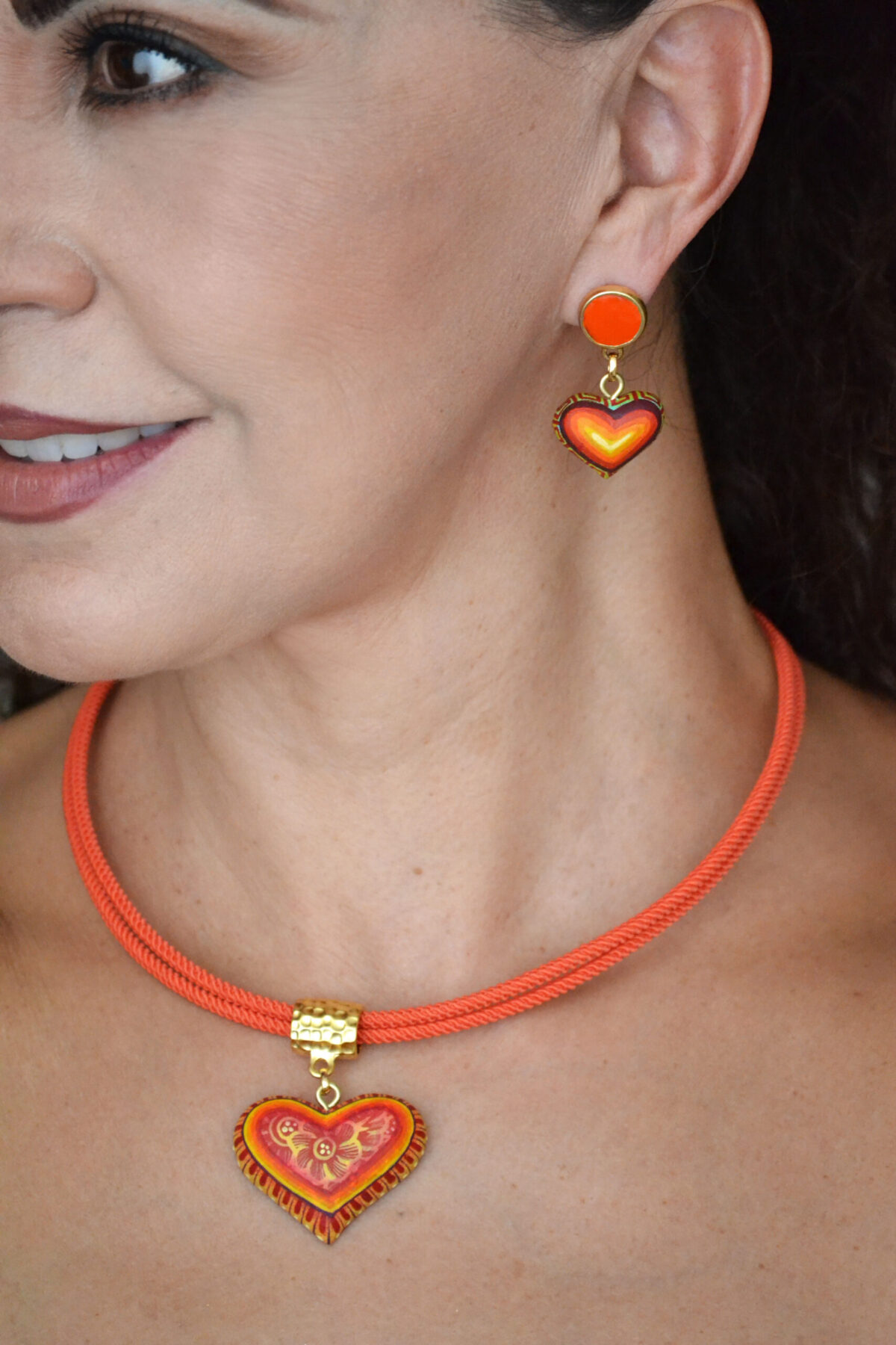 Gargantilla & Aretes Corazón Oax03