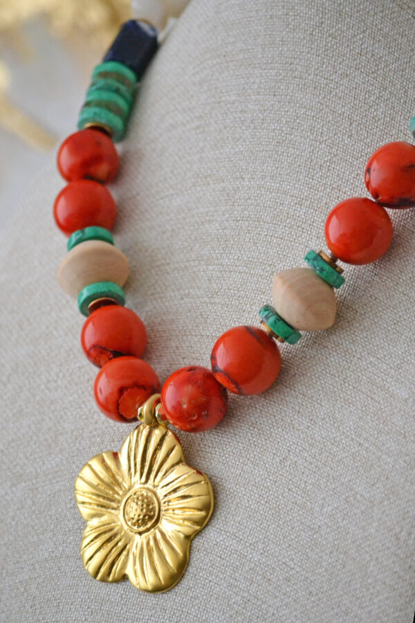 Collar Coral & Turquesa Africana - Imagen 4