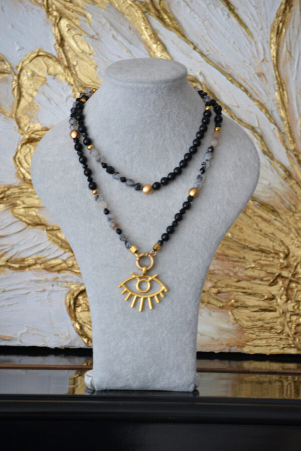 Collar Extra Largo Ágata Negro - Imagen 3