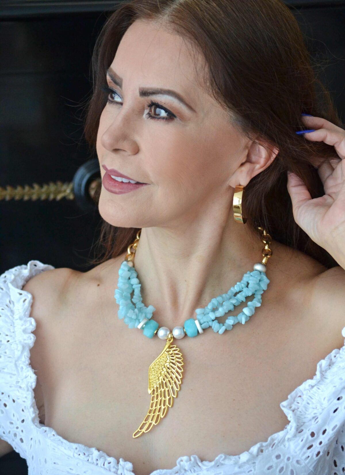 Collar Chip Aquamarina & Ala