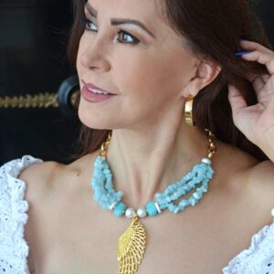 Collar Chip Aquamarina & Ala