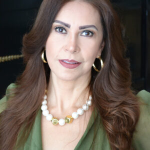 Collar Perla Grande & Acrílico Dorado