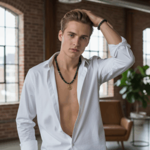 Collar Malaquita & Piedra Volcánica