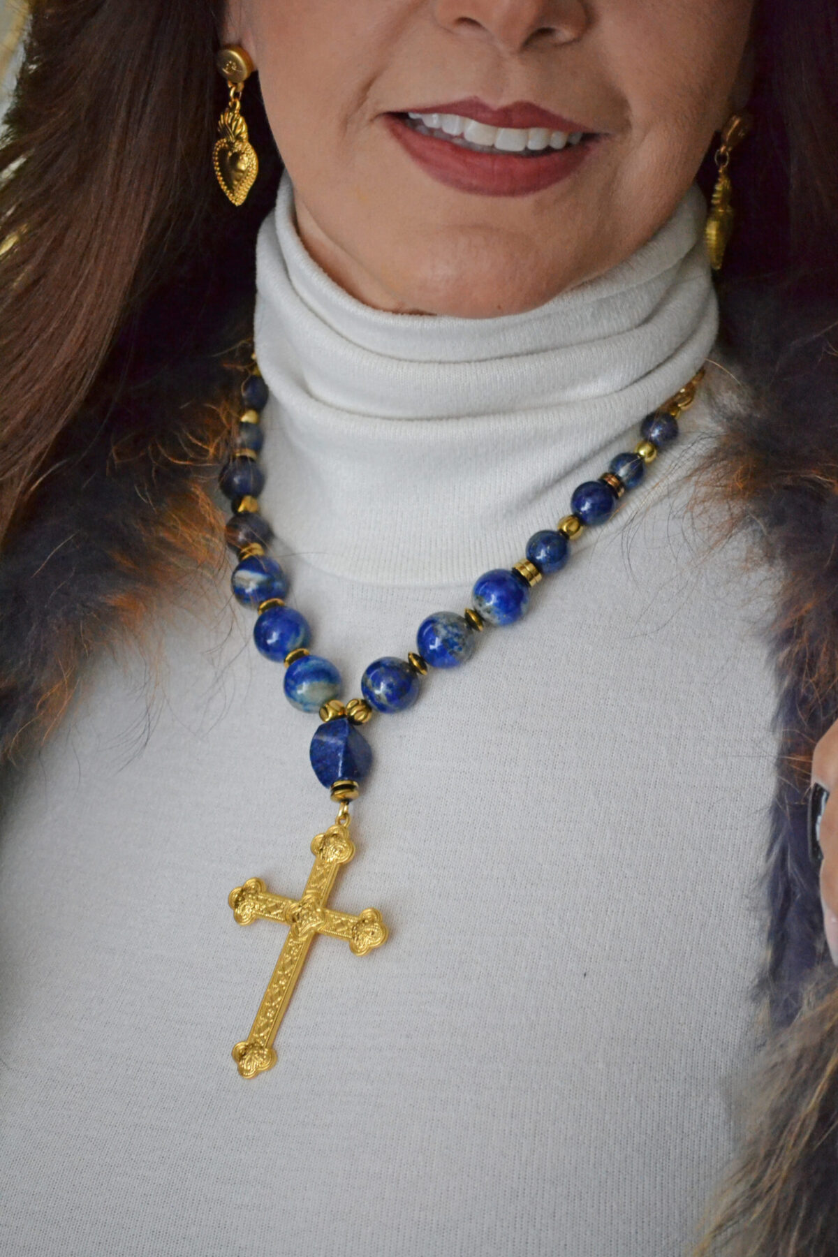 Collar Lapislázuli & Cruz