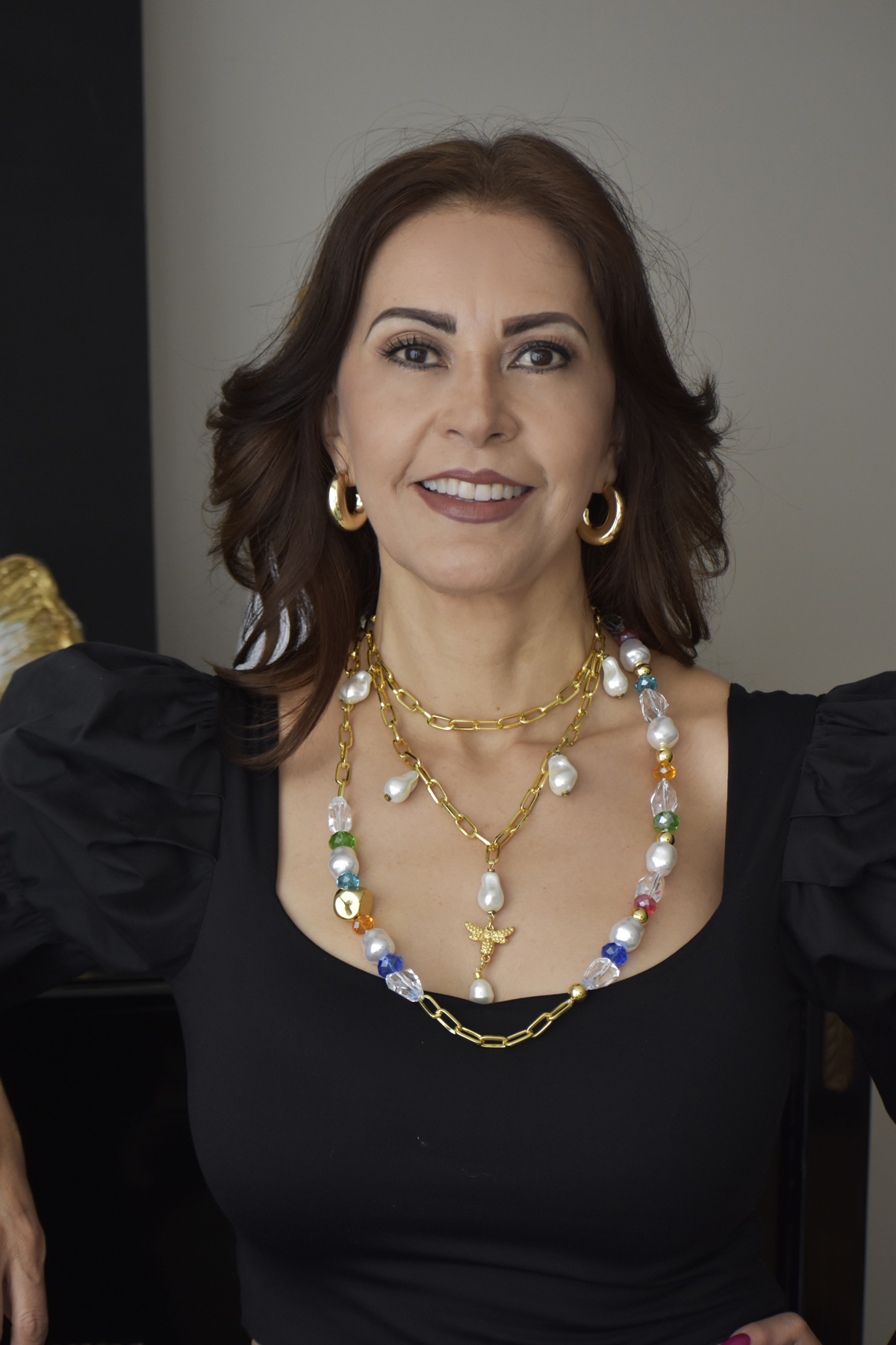 Cadena Cristal & Perlas Acrilicas