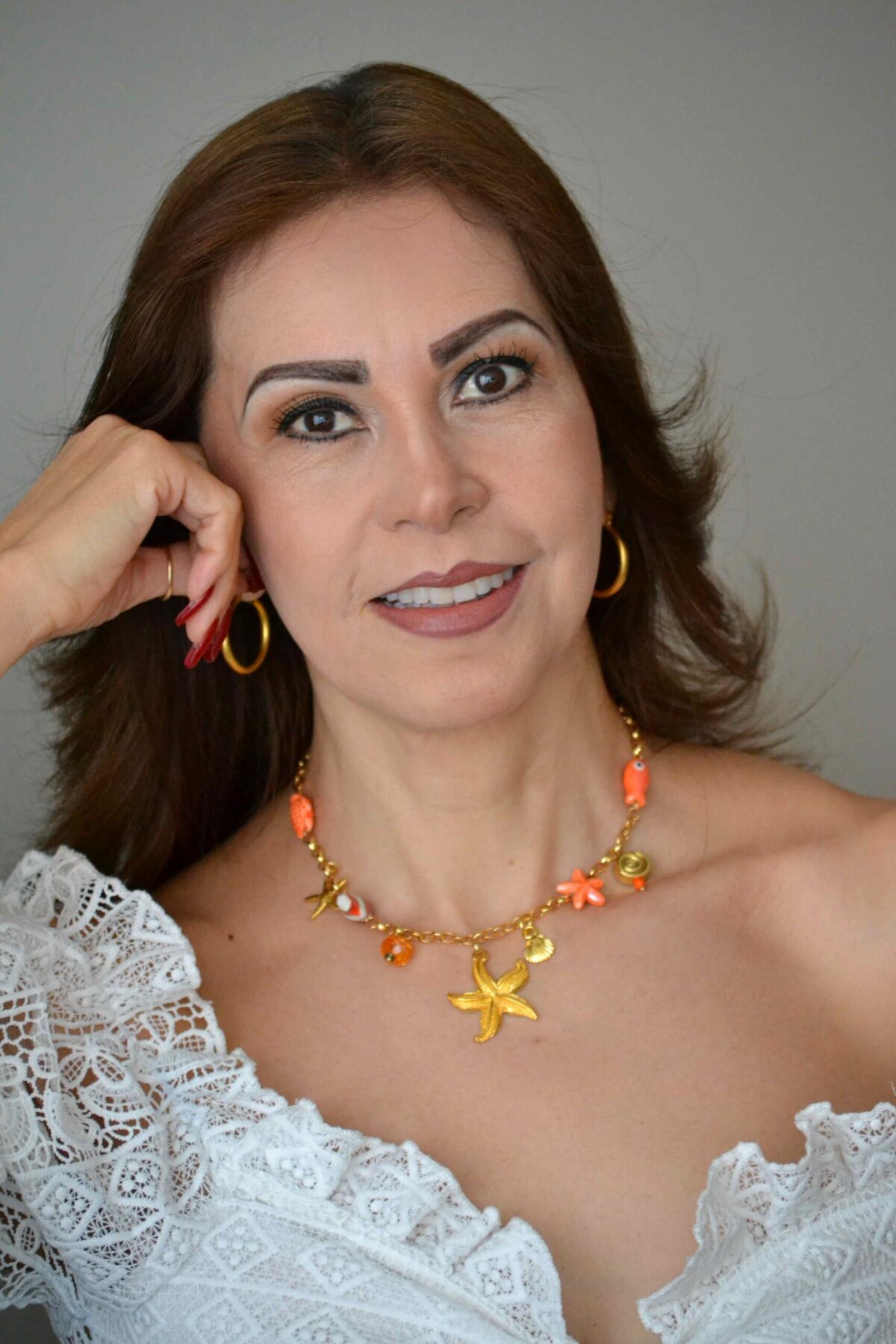 Cadena Dijes Marinos Naranja