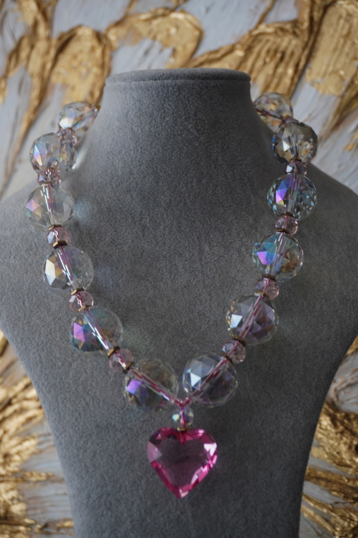 Collar Corazón Rosa de cristal - Imagen 3