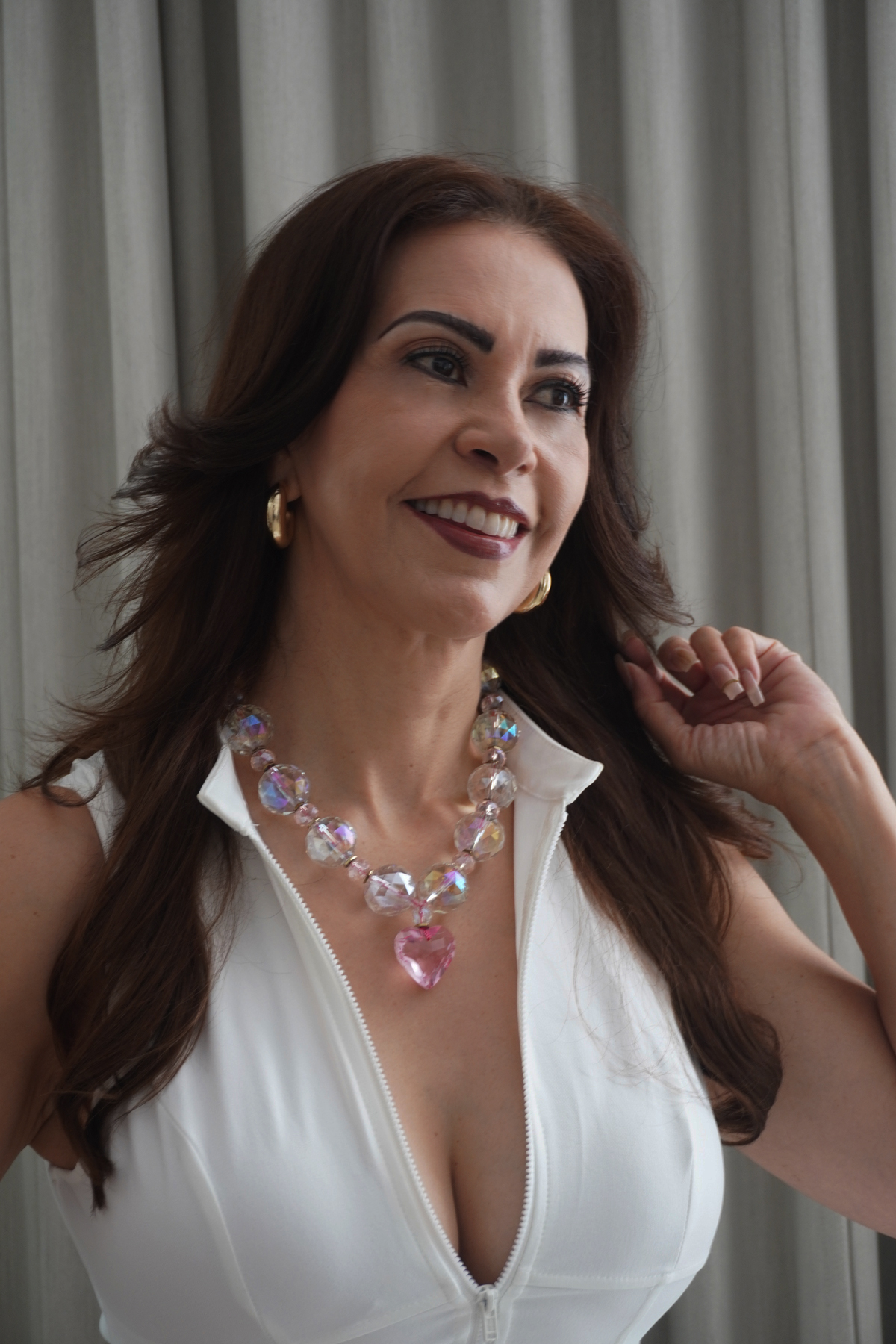 Collar Corazón Rosa de cristal