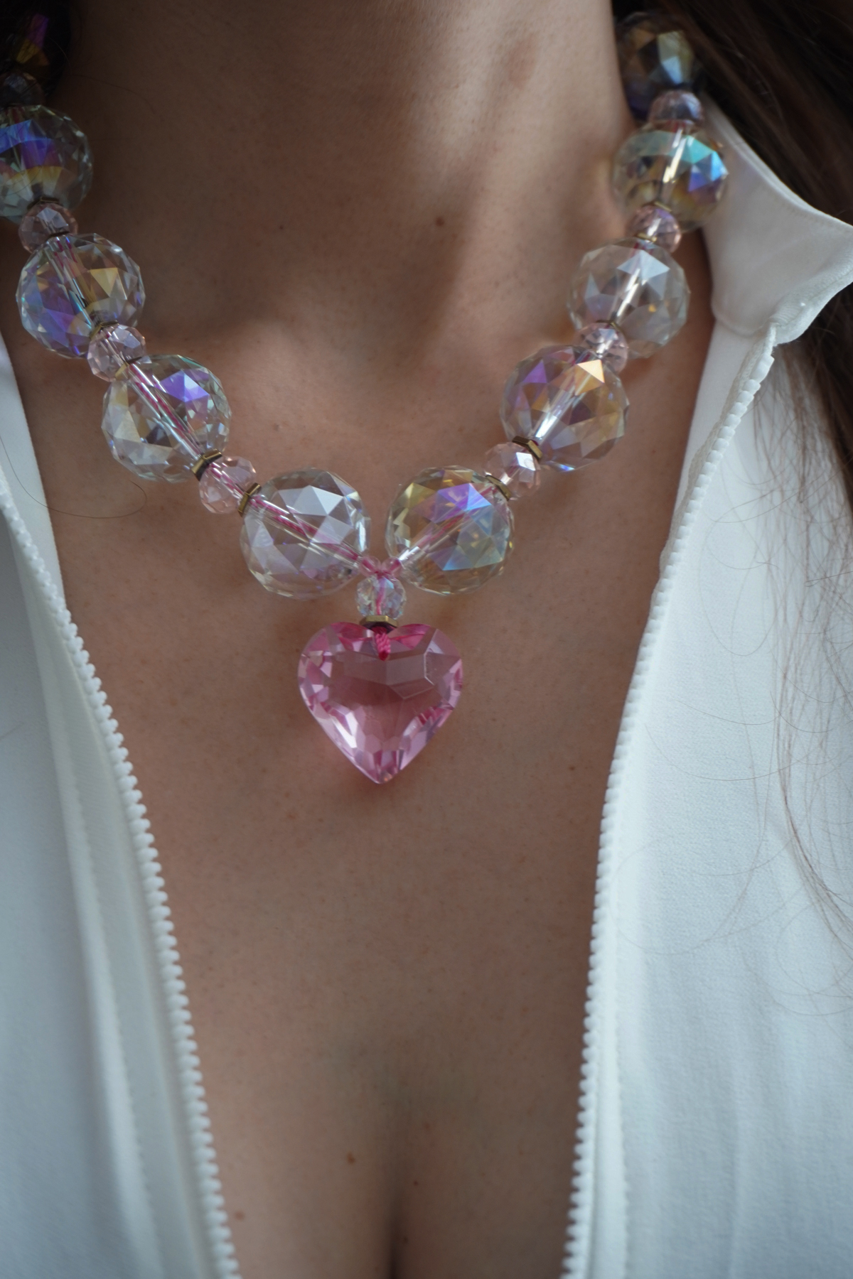 Collar Corazón Rosa de cristal - Imagen 6