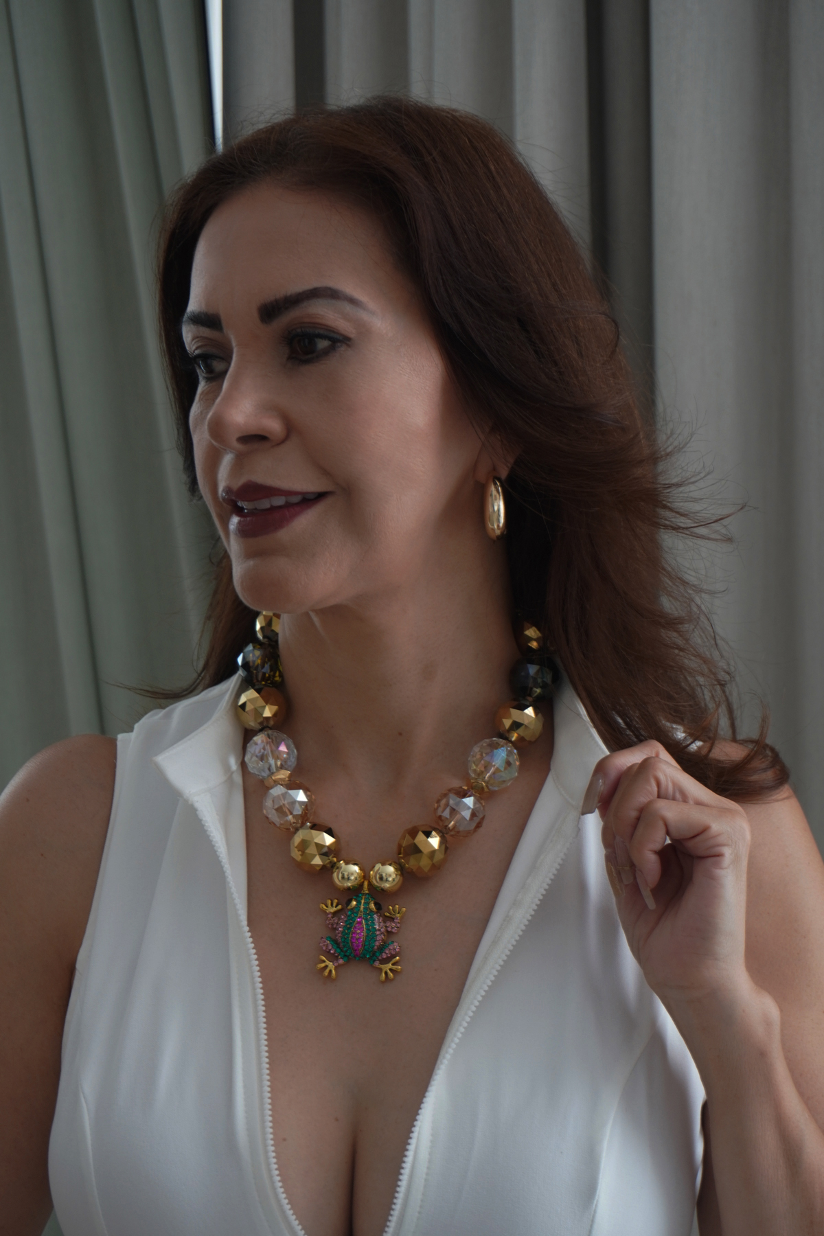 Collar Dije de rana con cristales incrustados - Imagen 5