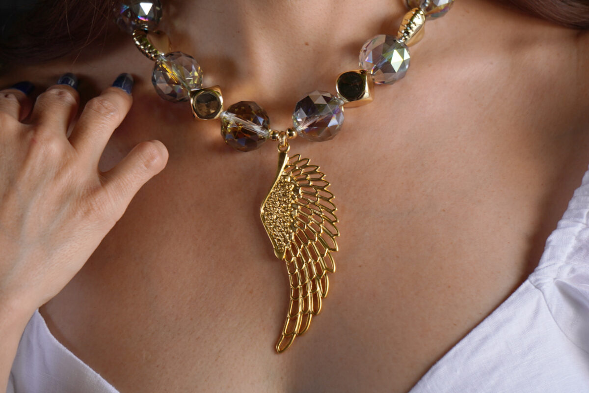 Collar Ala de Ángel Cristal Multicolor 22 mm