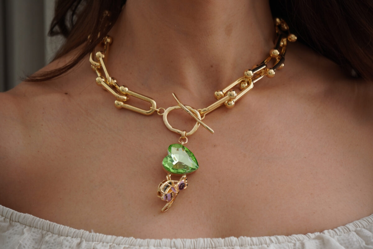 Canedena Baño De Oro Corazon Verde
