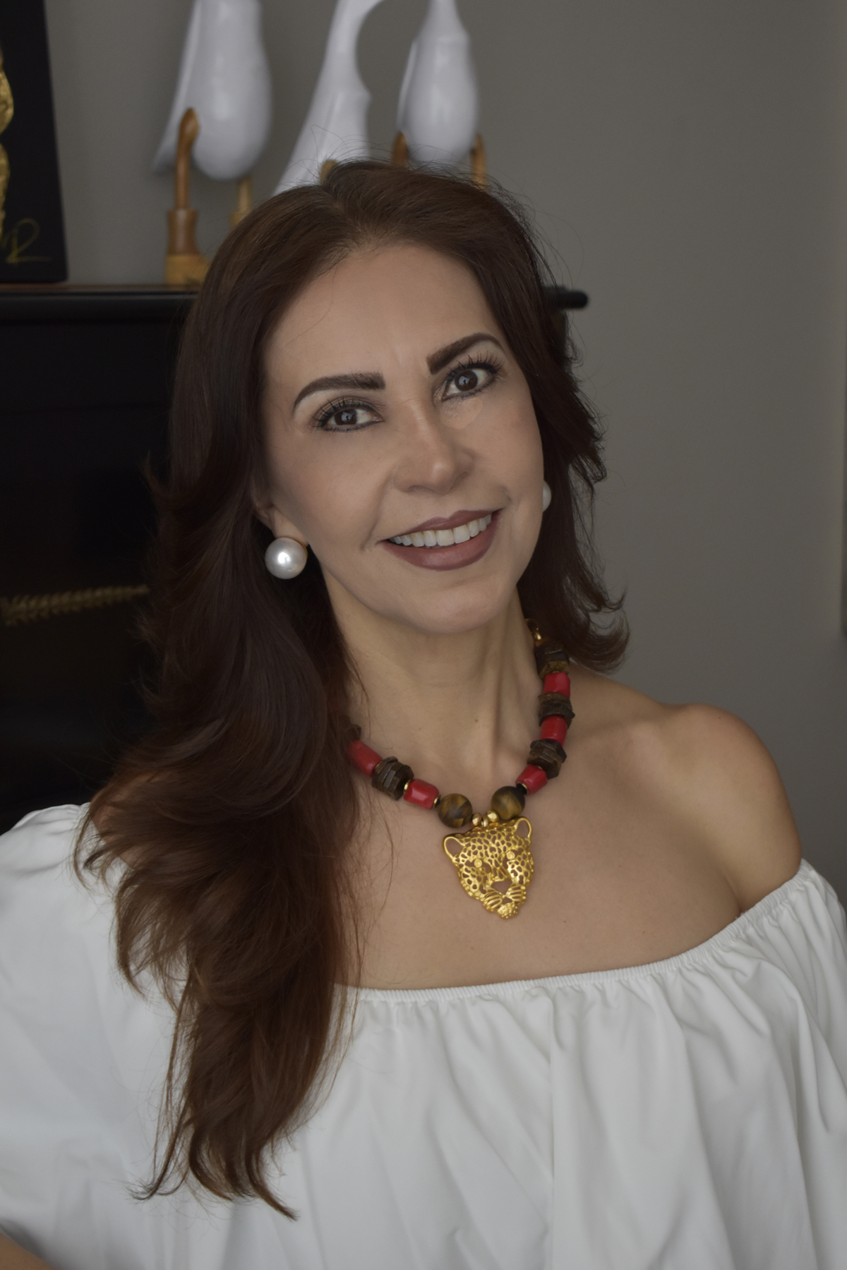 COLLAR DE OJO DE TIGRE CON CORAL