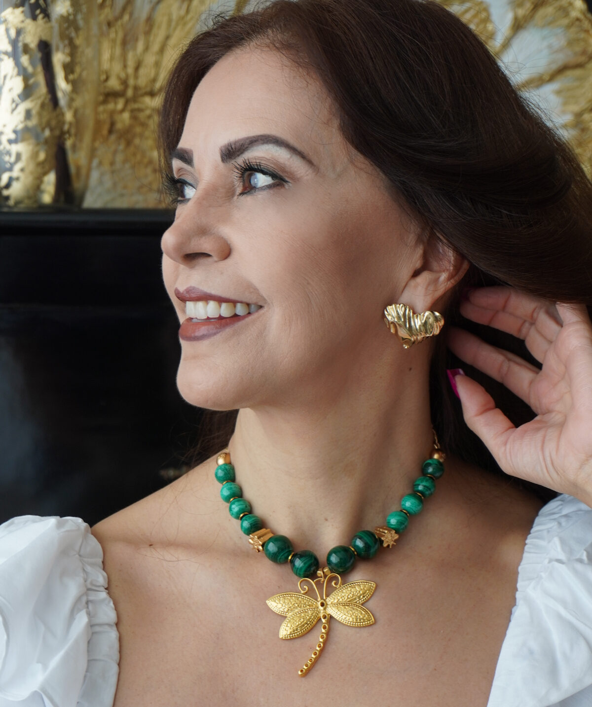 Collar Malaquita Natural 10 mm