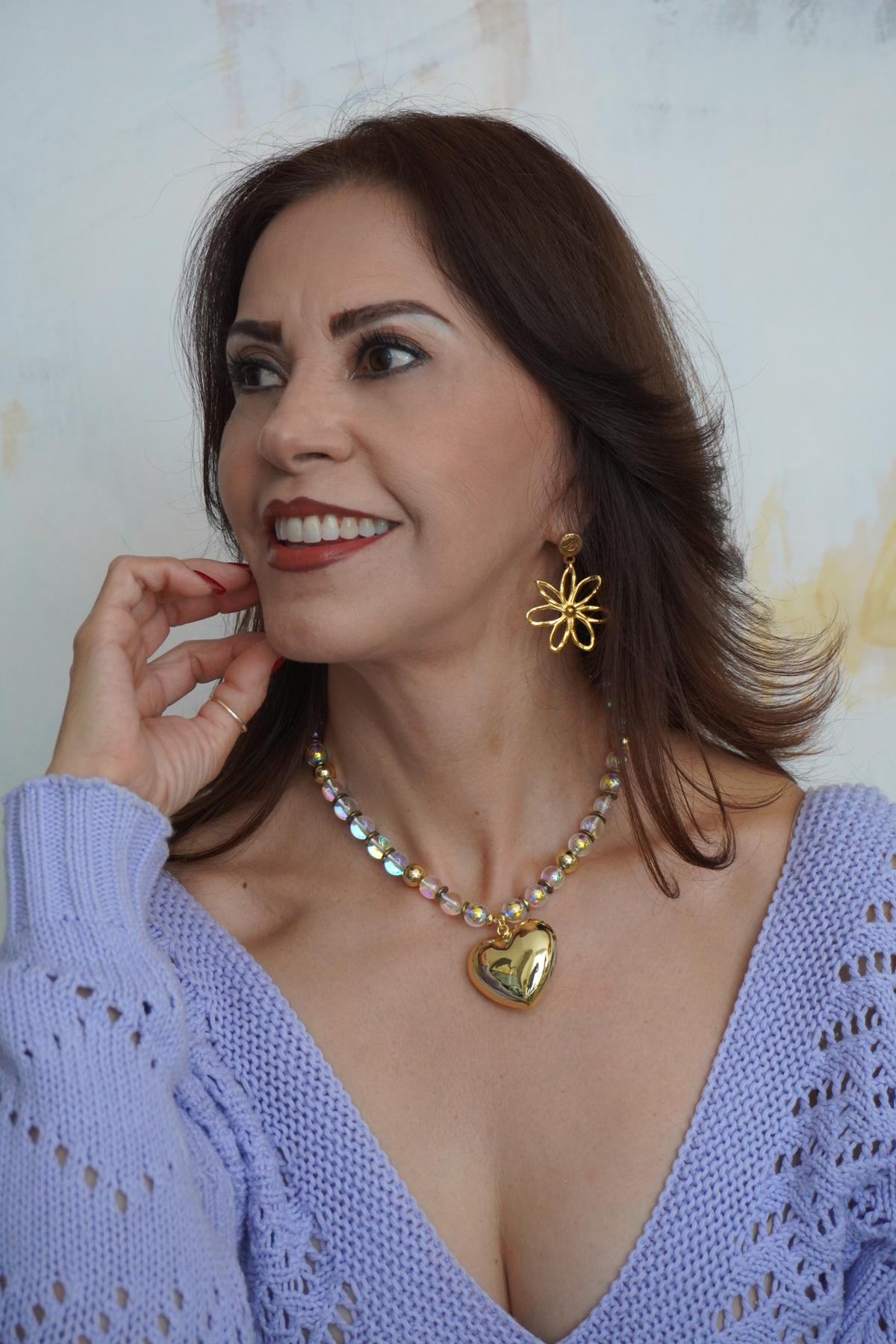 COLLAR CRISTAL DE ÓPALO DIJE DE CORAZÓN